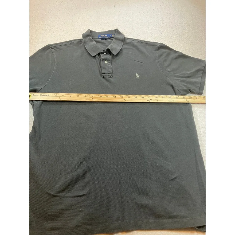 Polo Ralph Lauren Classic Fit Mens Polo Shirt Grey Cotton Mesh Size L Large